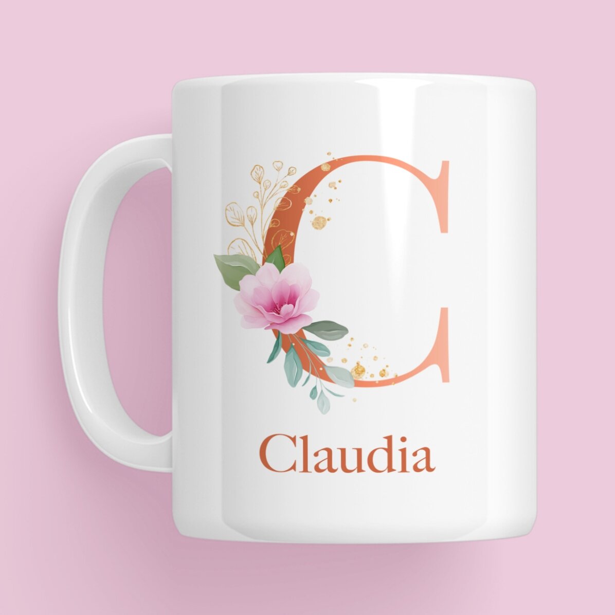 Tasse personnalisée avec une initiale, un prénom et une photo