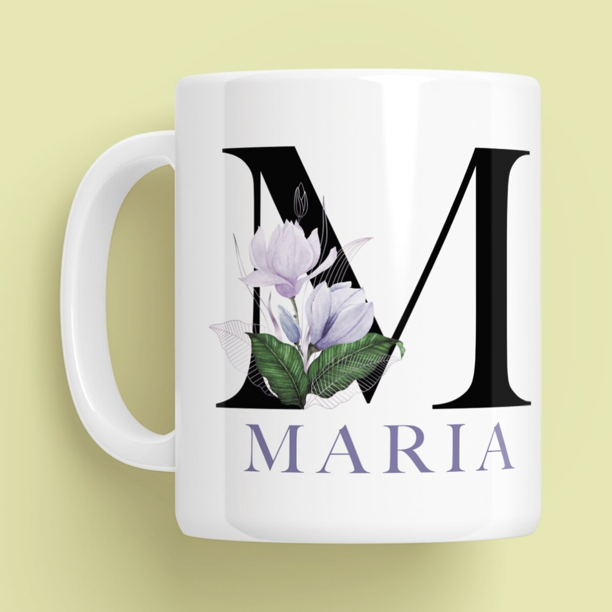 Tasse personnalisée avec une initiale et un prénom