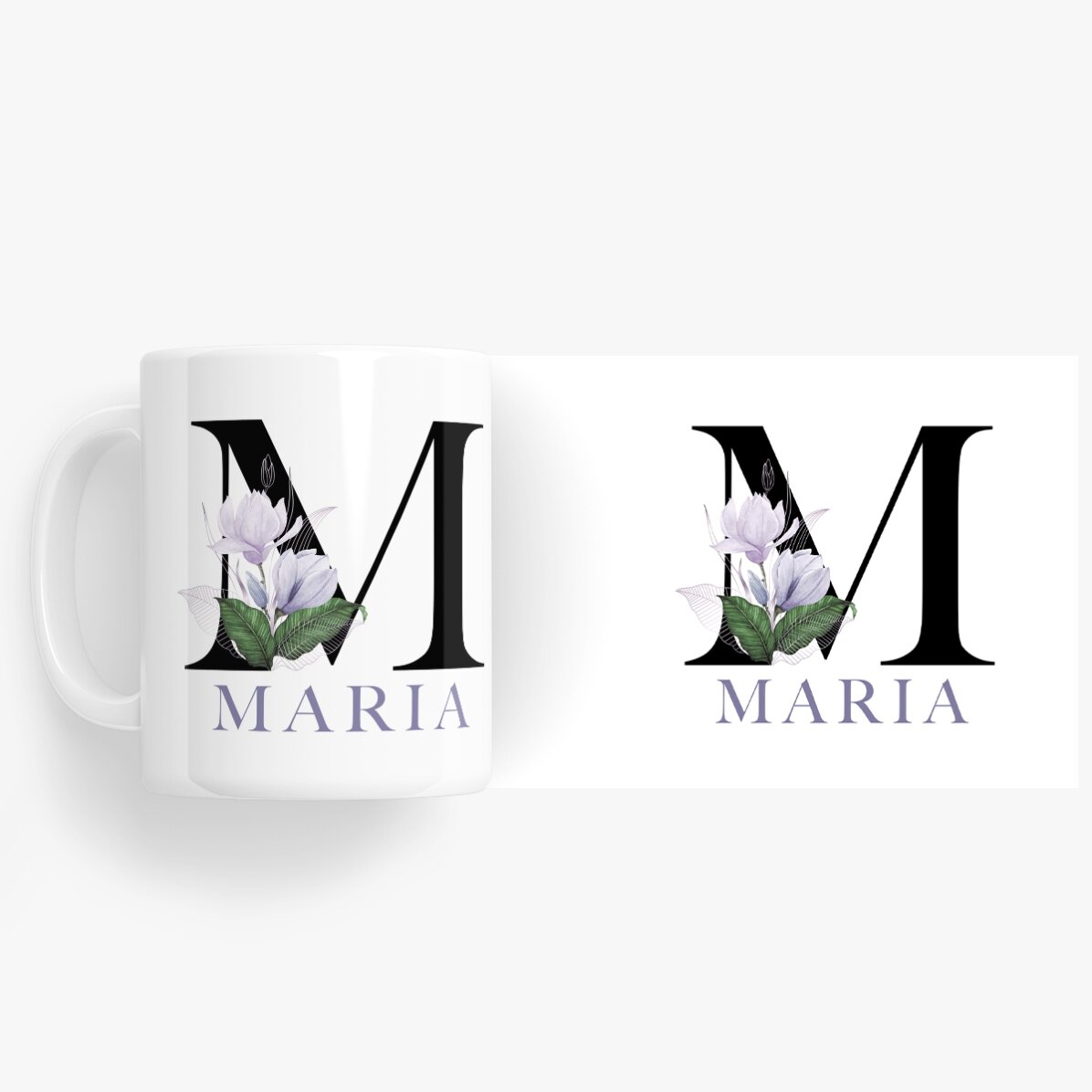 Tasse personnalisée avec une initiale et un prénom