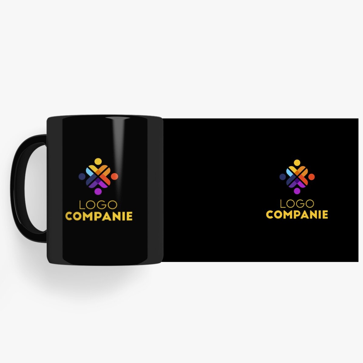 Tasse personnalisée avec un logo des deux côtés - fond noir