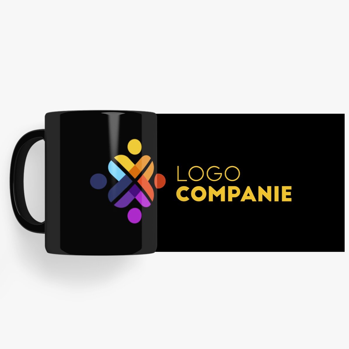 Tasse personnalisée avec logo sur fond noir