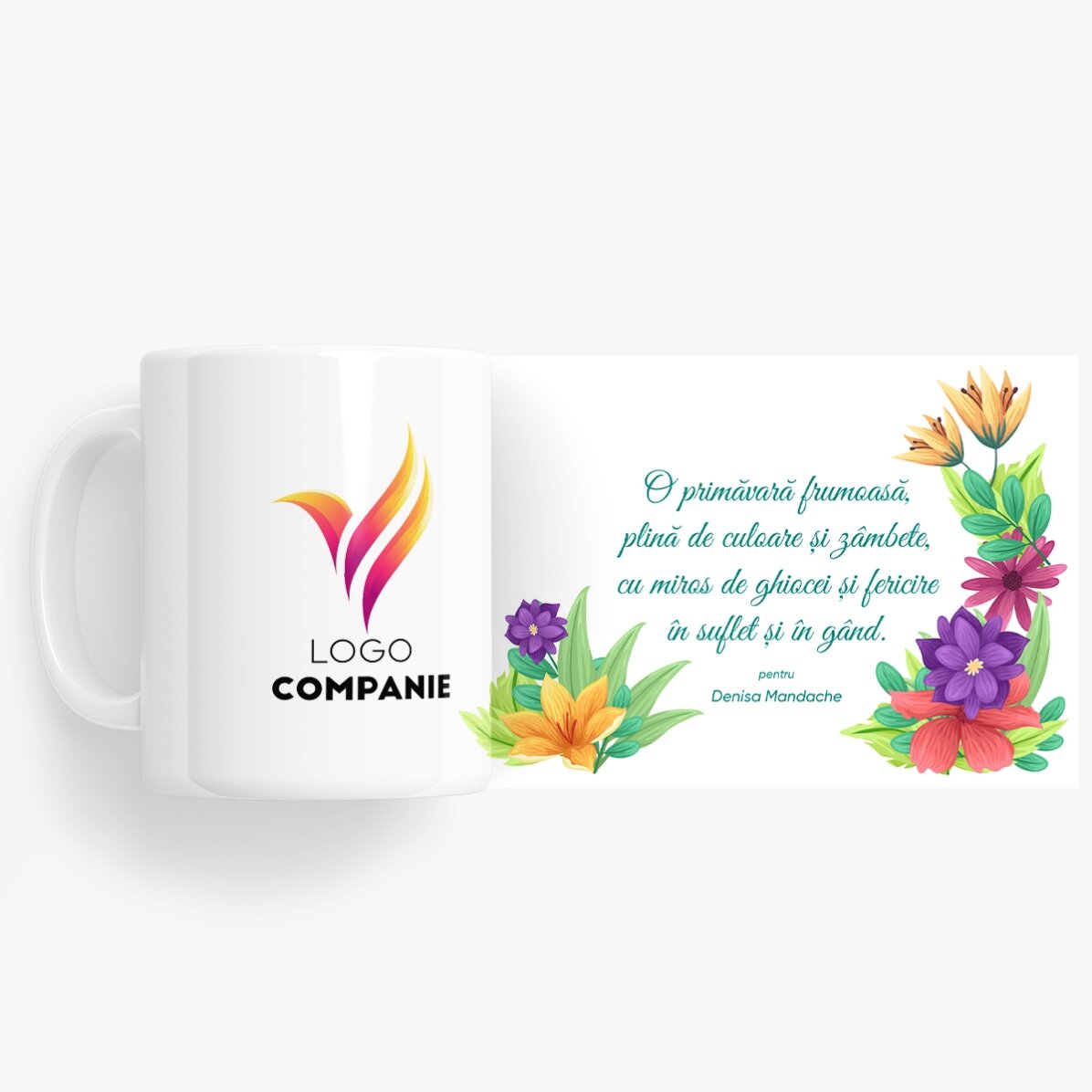 Tasse personnalisée avec logo et texte - Fleurs de printemps