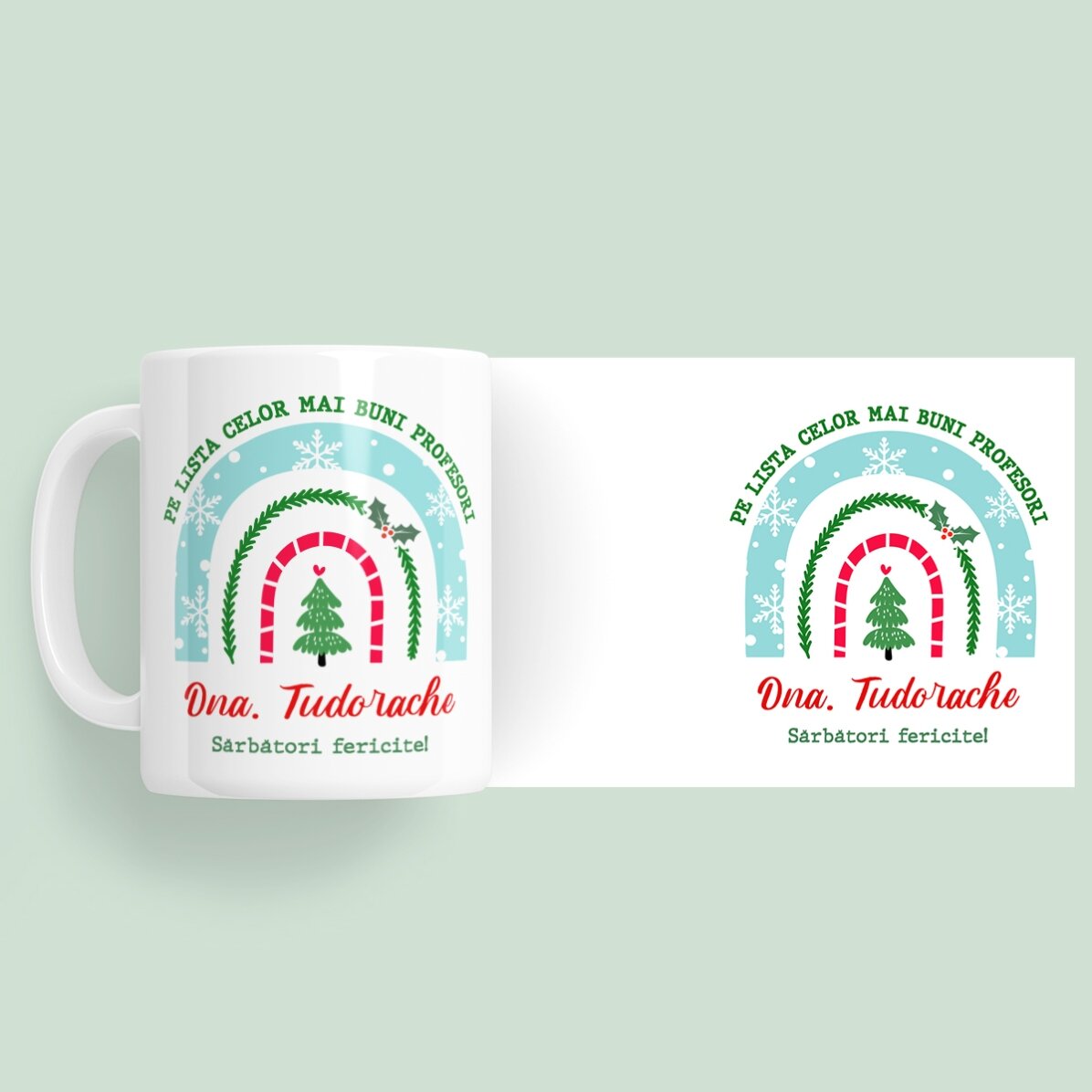 Tasse personnalisée avec un message pour les enseignants - Noël