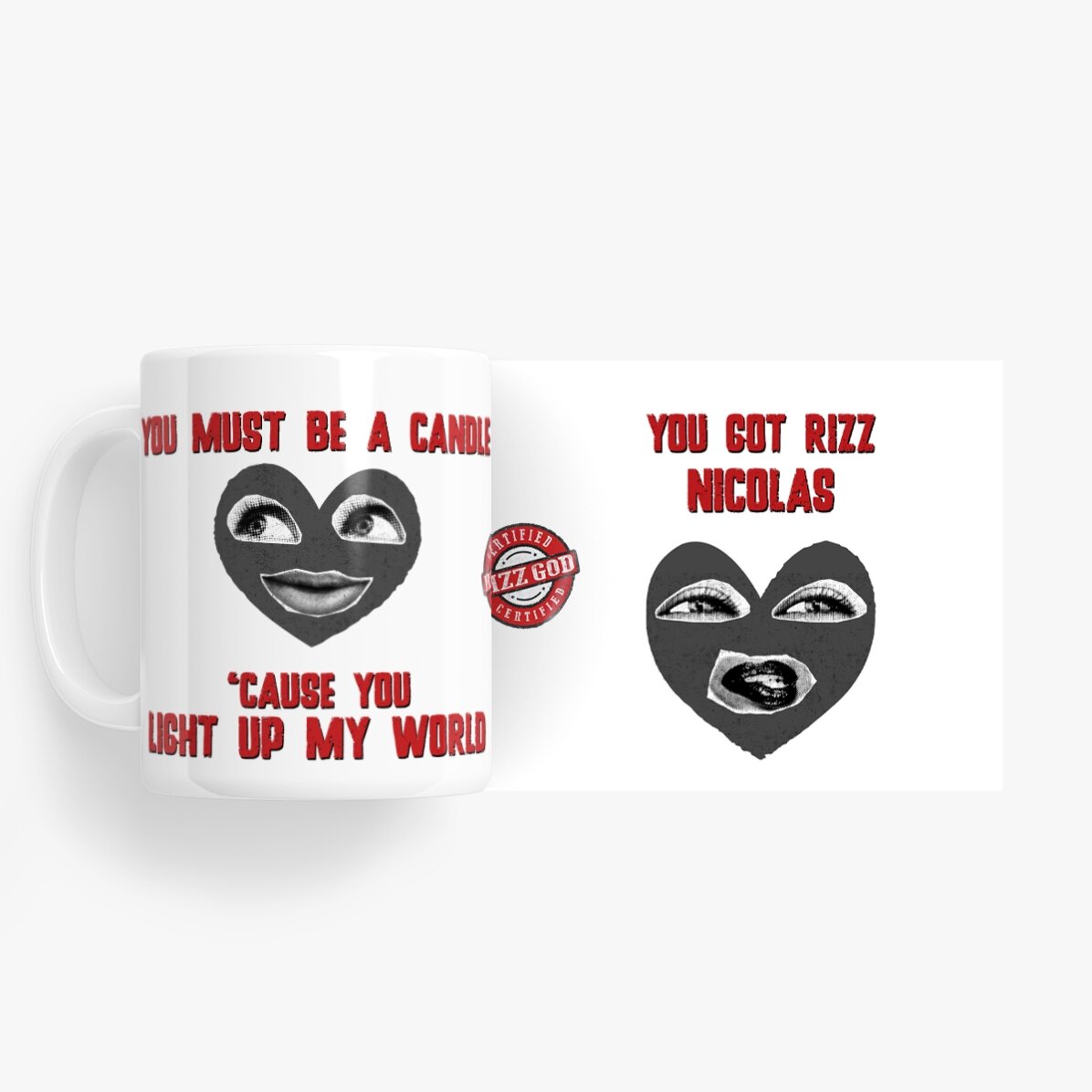 Tasse personnalisée avec message - Rizzler Boyfriend