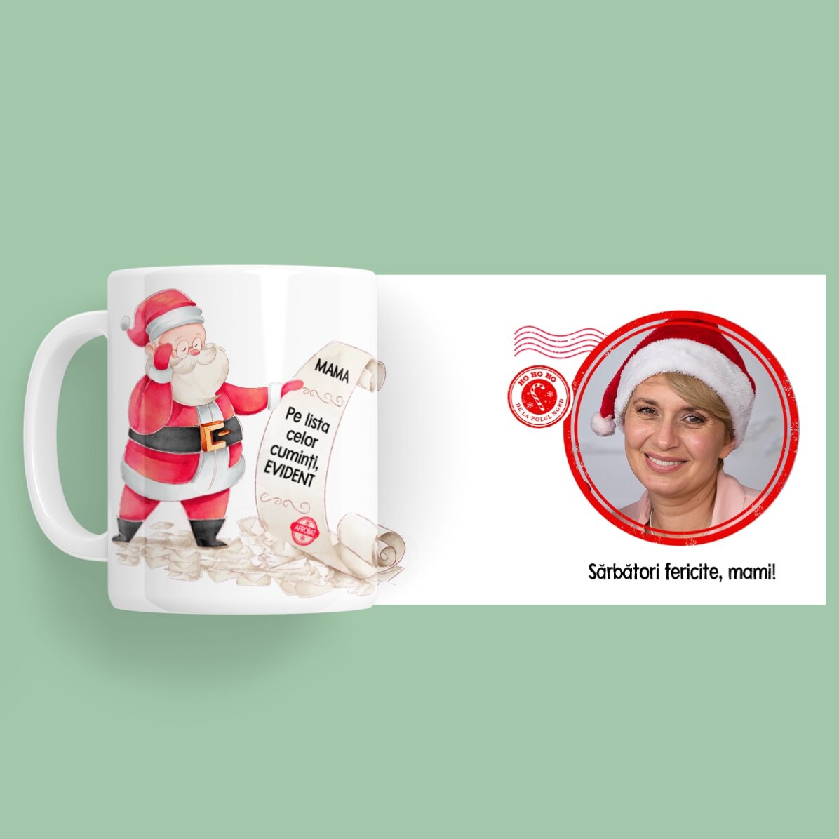 Tasse personnalisée avec message et photo - La liste du Père Noël