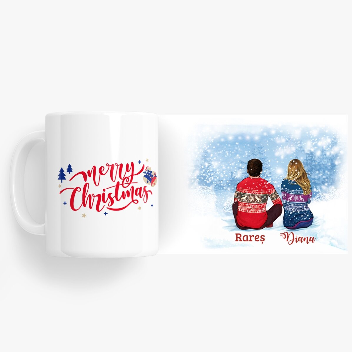 Tasse personnalisée avec le nom du couple - Joyeux Noël
