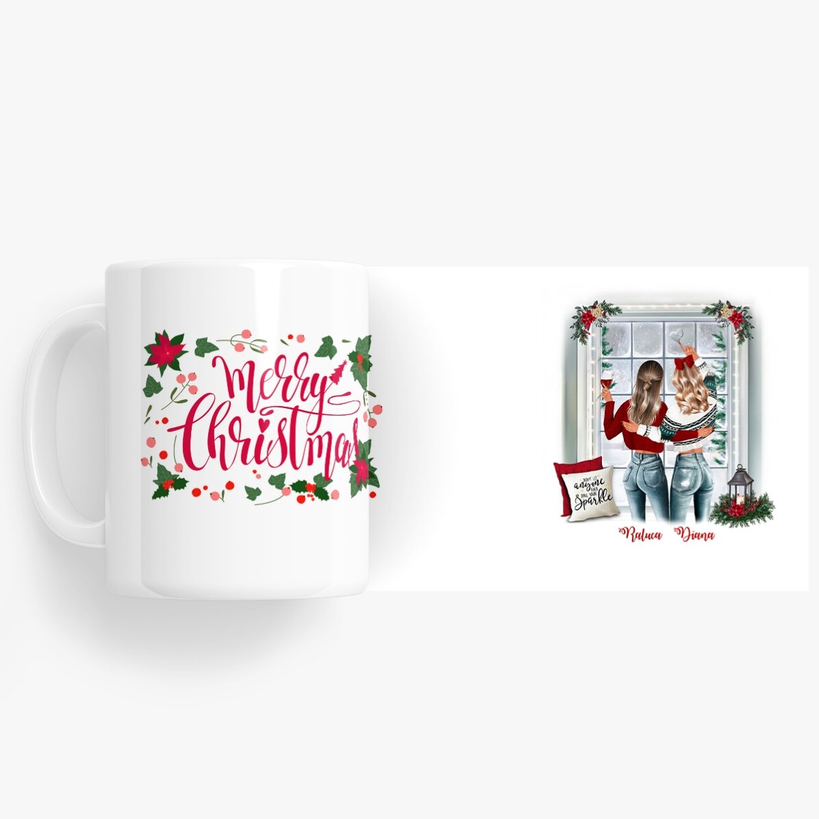 Tasse personnalisée avec un prénom pour les amis - Joyeux Noël