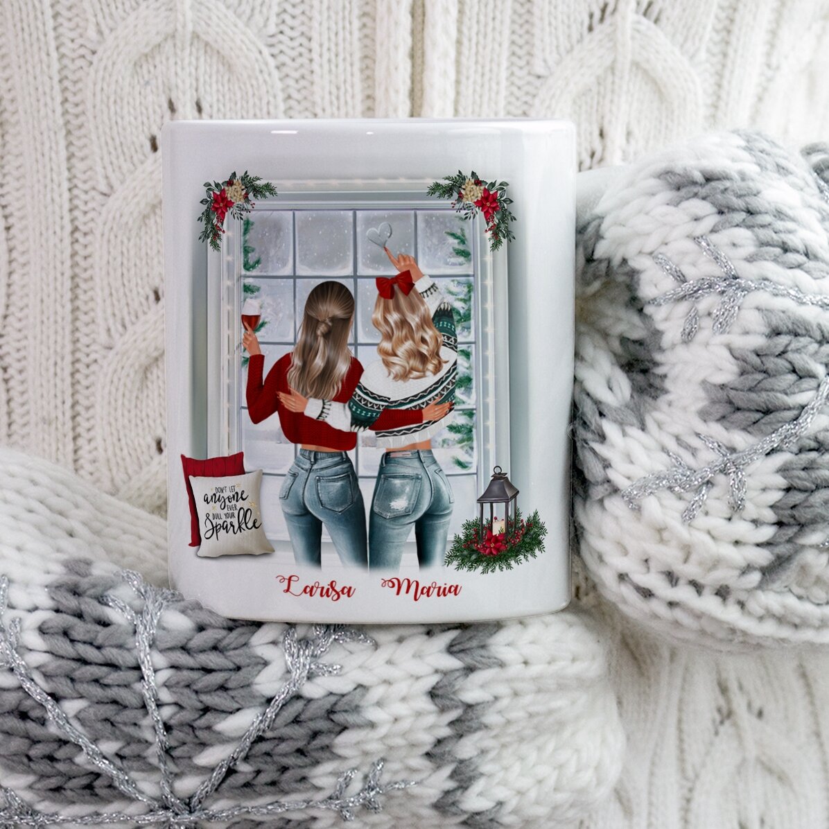 Tasse personnalisée avec un prénom pour les amis - Joyeux Noël