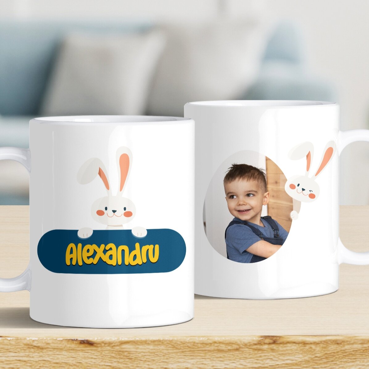 Tasse personnalisée avec nom et photo - Iepurila