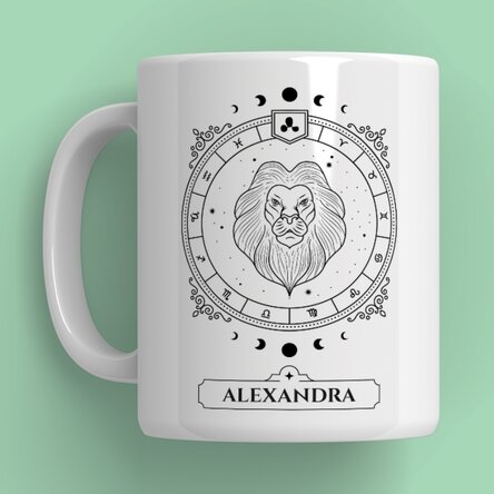 Personalised mug with name and zodiac sign - Leo