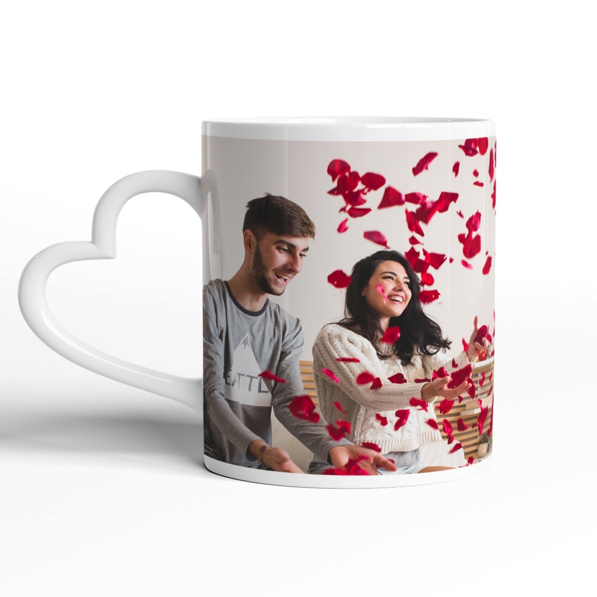 Tasse personnalisée avec une photo en mode paysage - modèle avec anse en forme de cœur