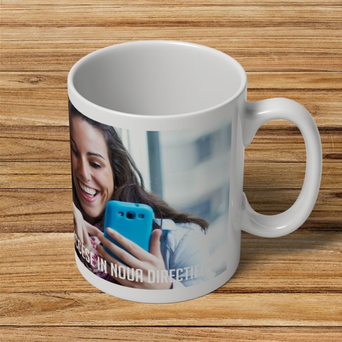 Tasse personnalisée avec une photo en mode paysage et un texte