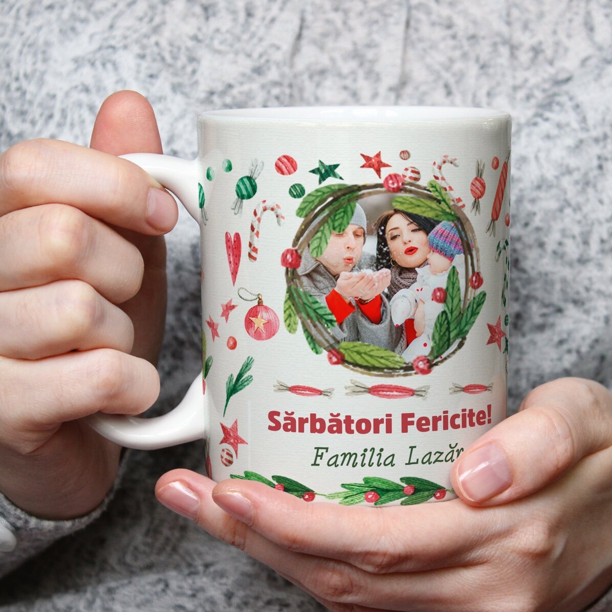 Tasse personnalisée avec une photo et un texte - modèle de Noël