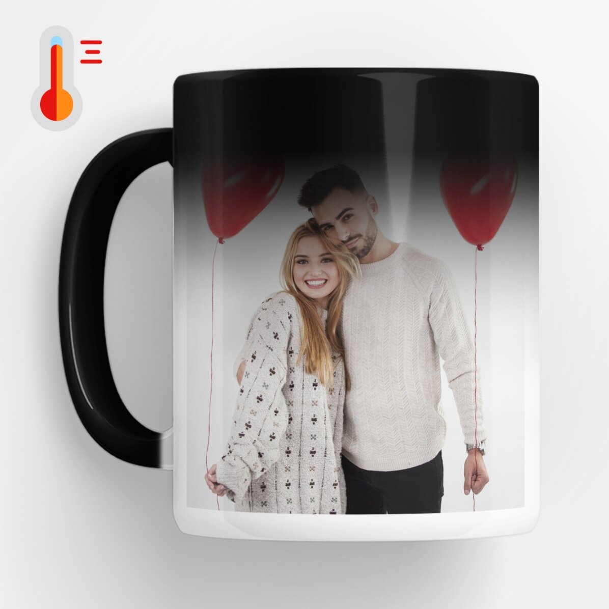 Tasse thermosensible personnalisée avec une photo et un texte