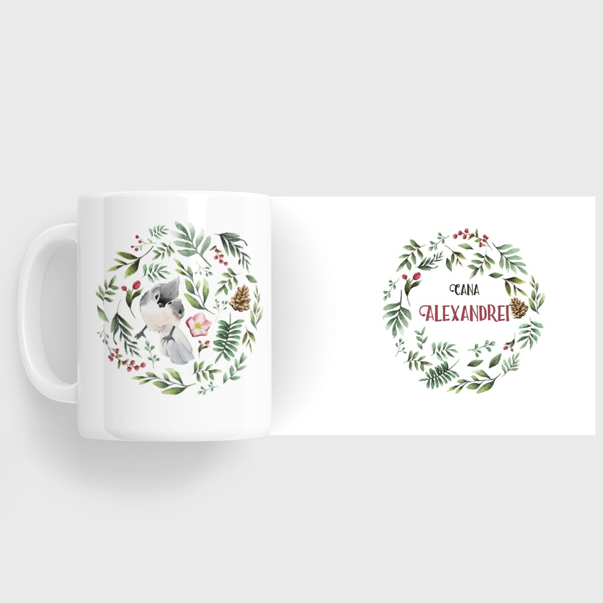 Tasse personnalisée avec un oiseau pour elle - modèle de Noël