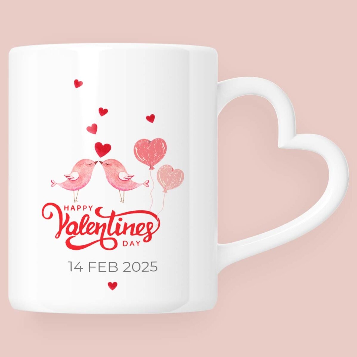 Tasse personnalisée avec photo et texte - Forever - modèle avec anse en forme de cœur