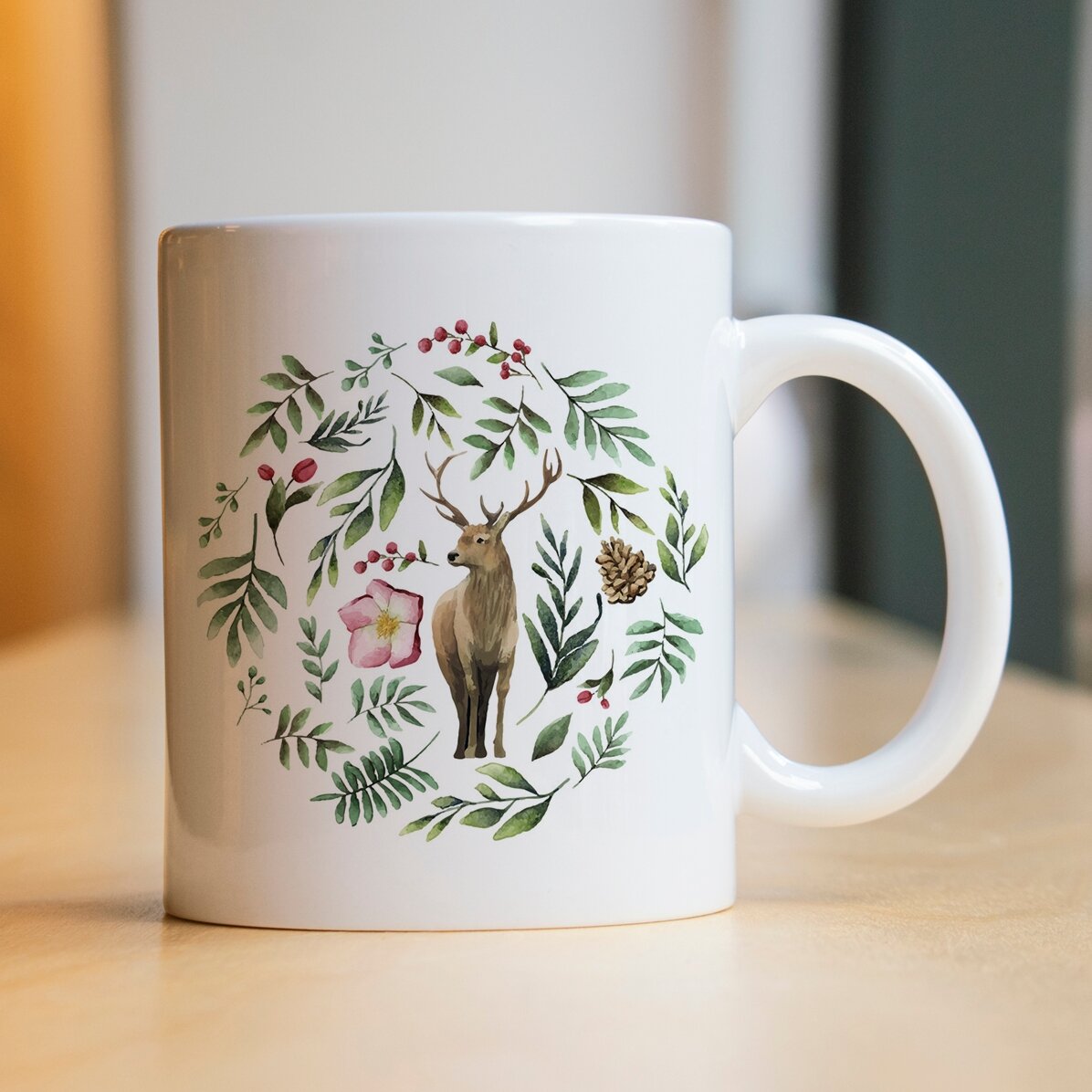 Tasse personnalisée avec un renne pour lui - modèle de Noël