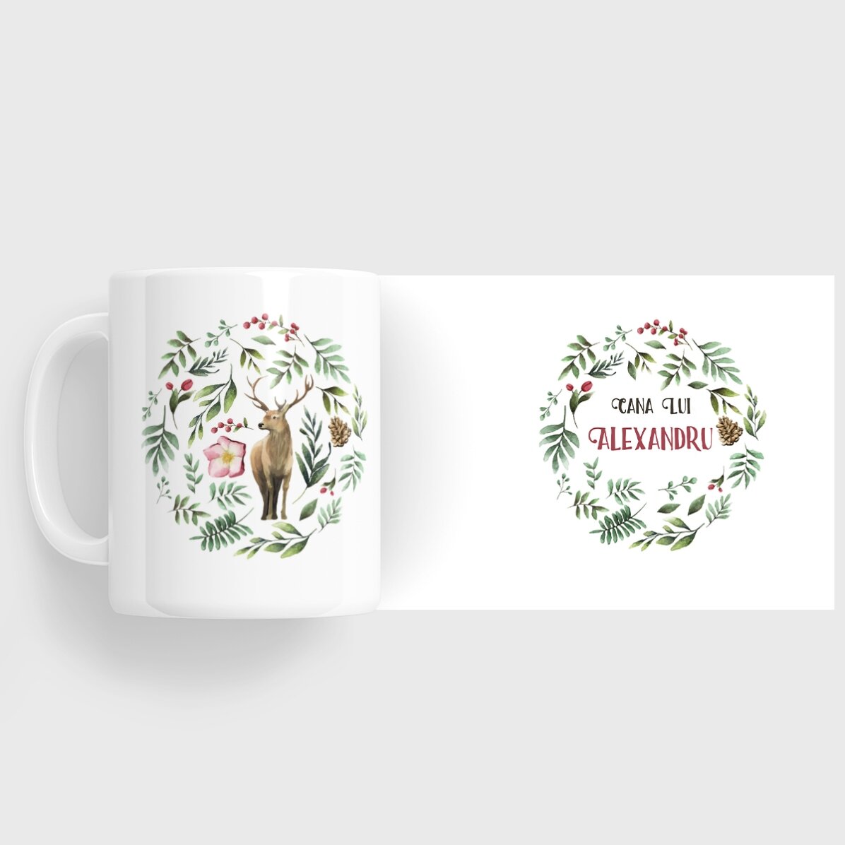 Tasse personnalisée avec un renne pour lui - modèle de Noël