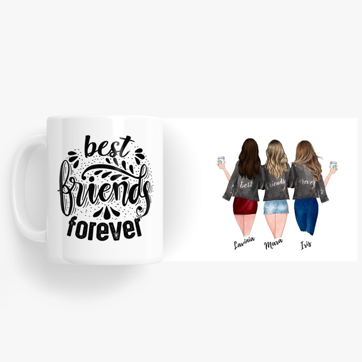 Tasse personnalisée avec inscription - « 3 Best friends »