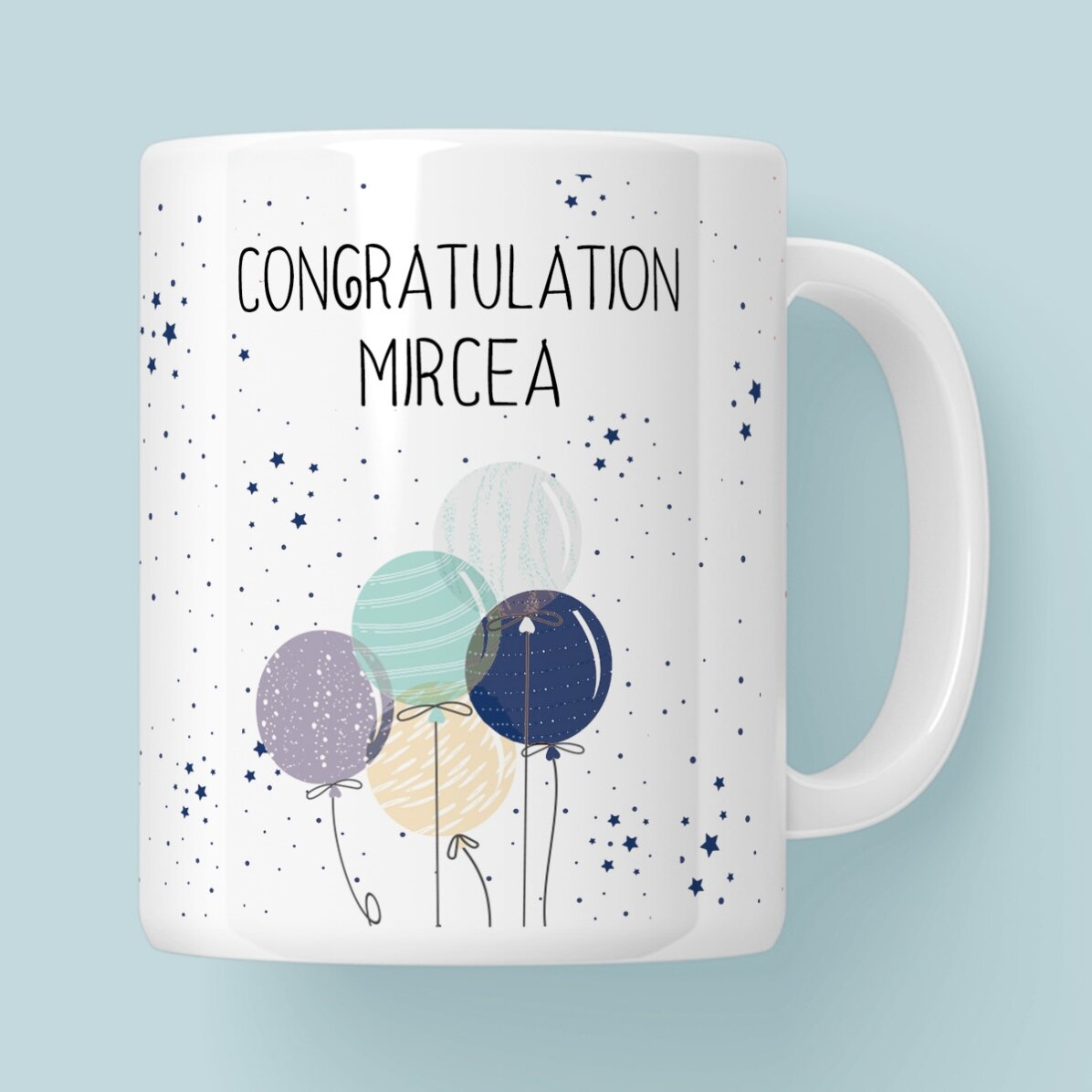 Tasse personnalisée avec texte - Ballons colorés
