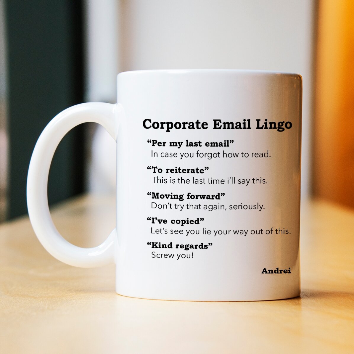 Tasse personnalisée avec texte - E-mail d