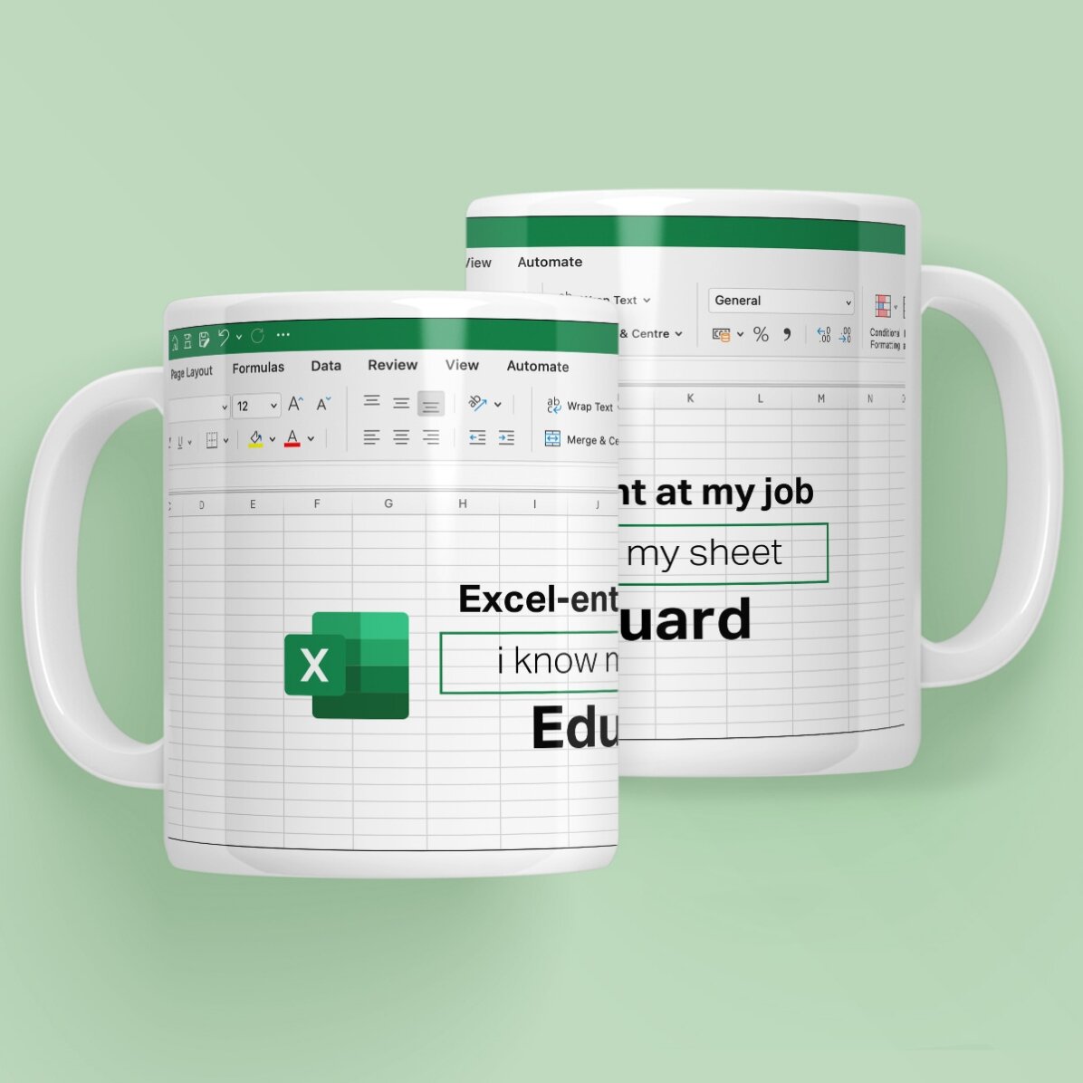 Tasse personnalisée avec texte - Excel