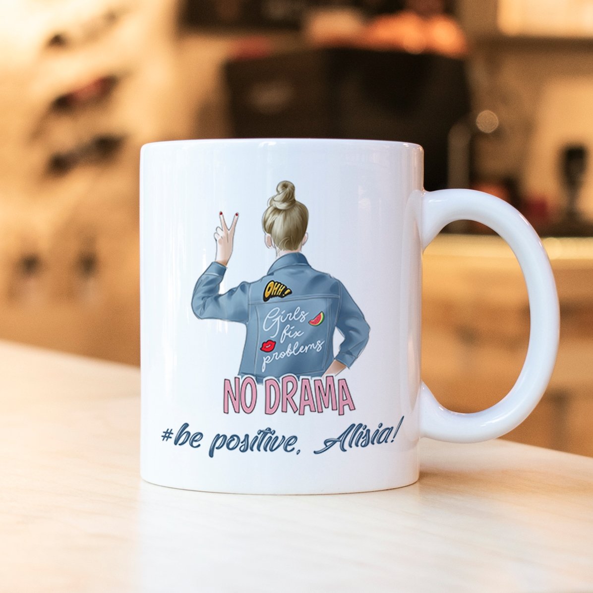 Tasse personnalisée avec inscription - No drama