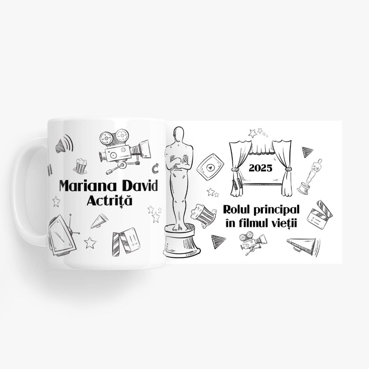 Tasse personnalisée avec un texte pour les acteurs - Ensemble « Hand drawn »