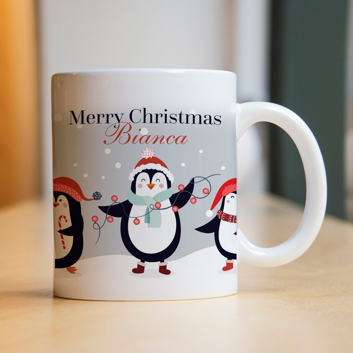 Tasse personnalisée avec texte - Pingouins