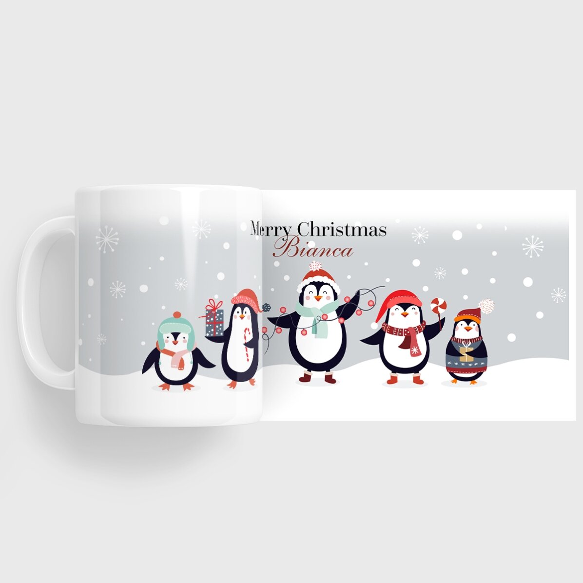 Tasse personnalisée avec texte - Pingouins