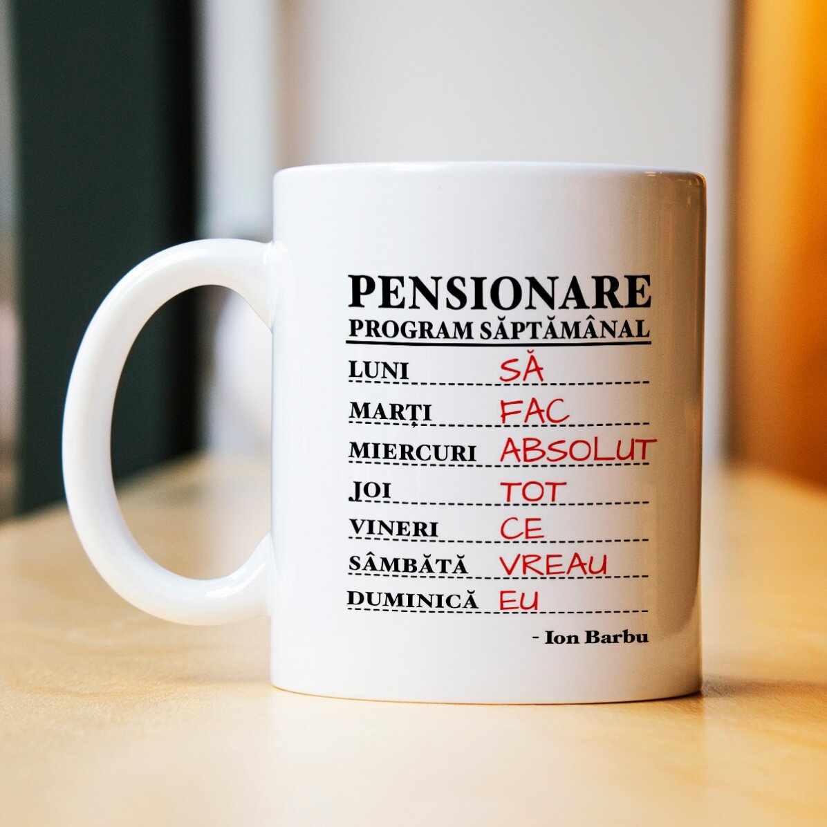 Tasse personnalisée avec texte - Programme hebdomadaire