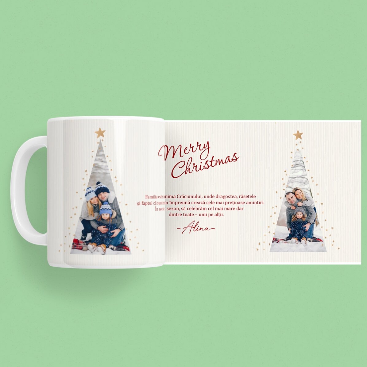 Tasse personnalisée avec un texte et 2 photos - Warm Christmas