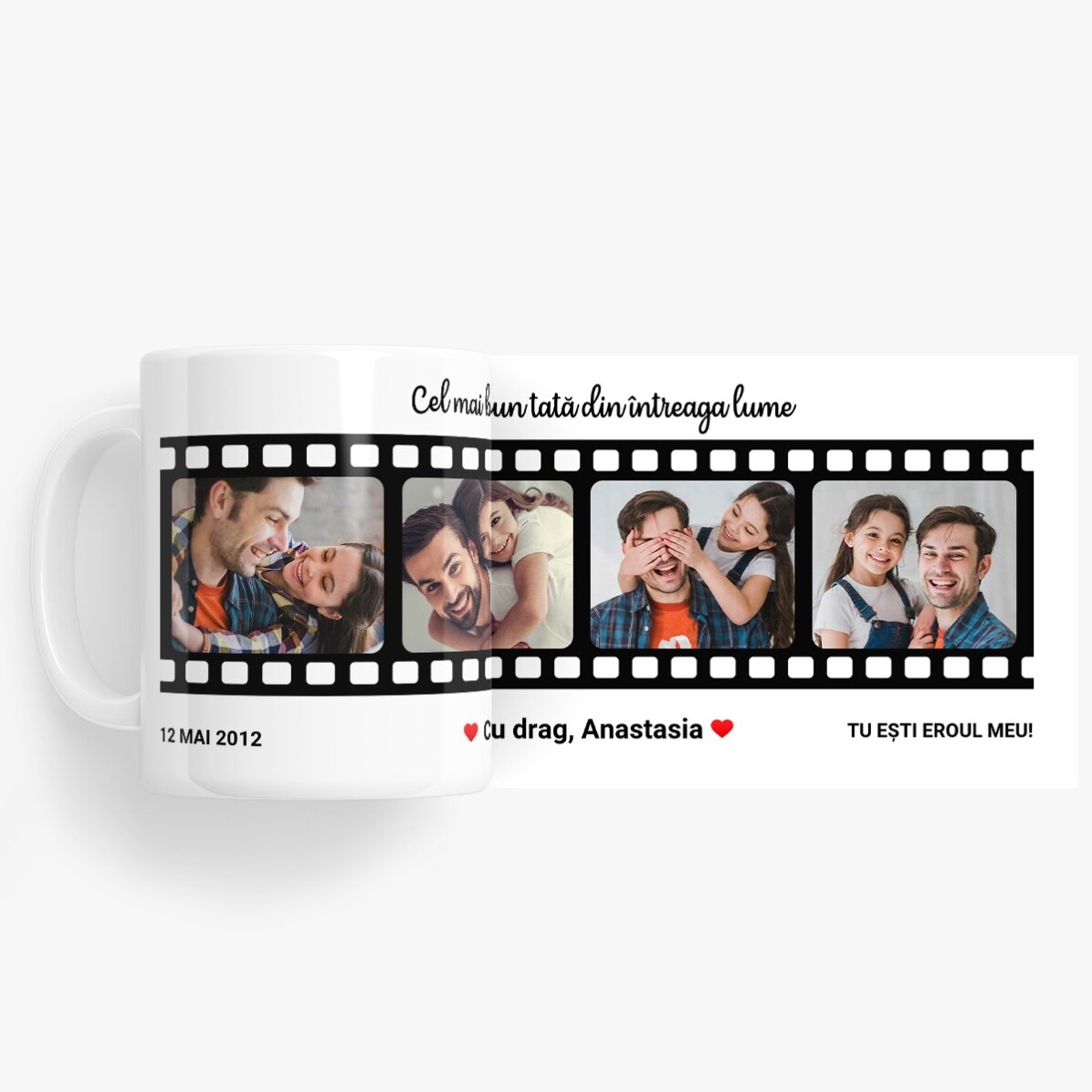 Tasse personnalisée avec un texte et 4 photos - Vos souvenirs les plus chers