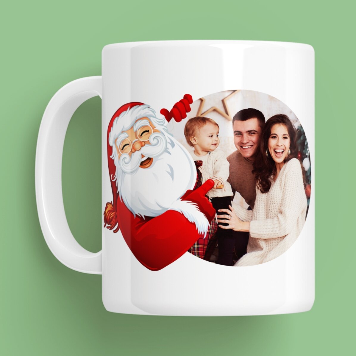 Tasse personnalisée avec un texte et une photo du Père Noël