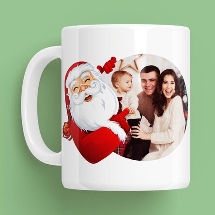 Tasse personnalisée avec un texte et une photo du Père Noël