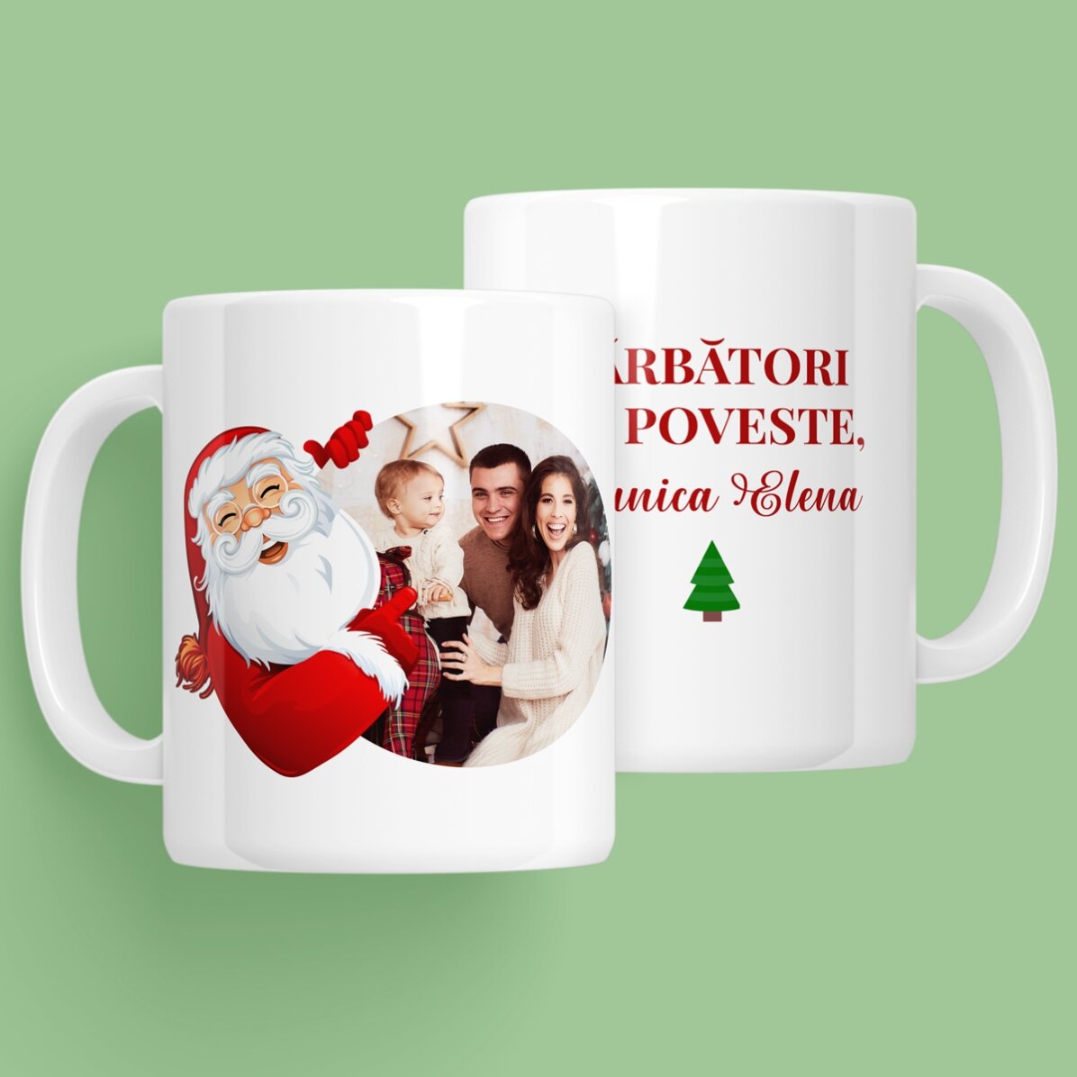 Tasse personnalisée avec un texte et une photo du Père Noël
