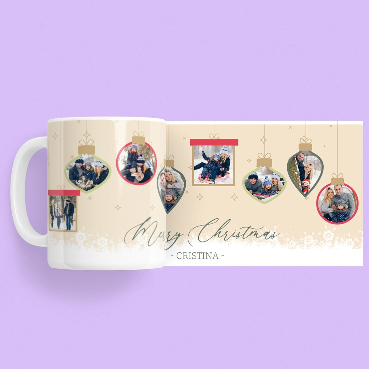 Tasse personnalisée avec texte et photos - Souvenirs de Noël
