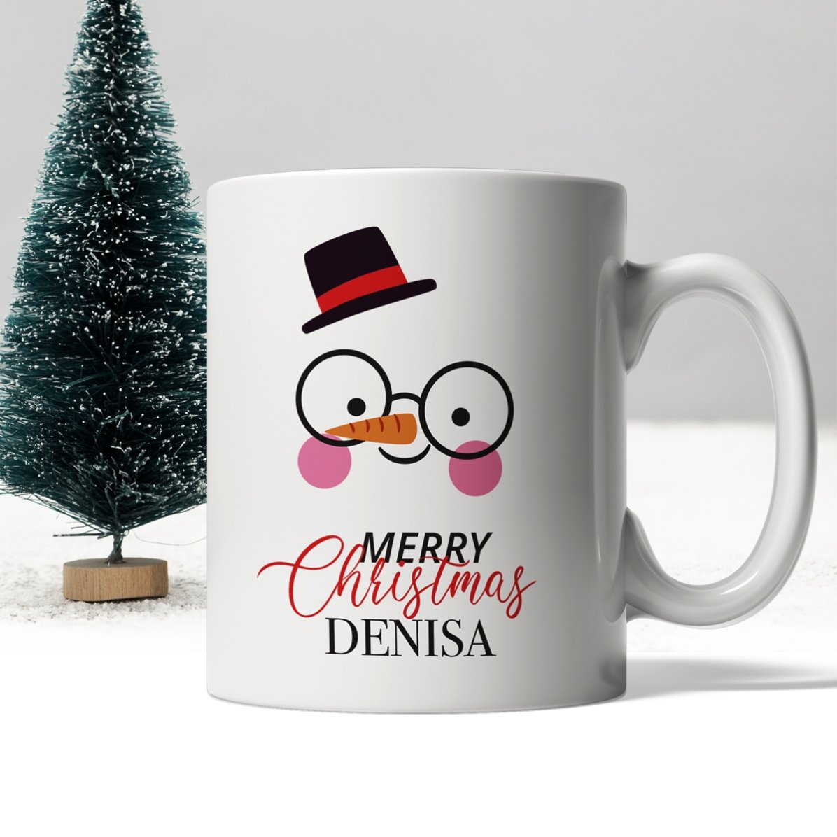 Tasse personnalisée avec inscription - Bonhomme de neige