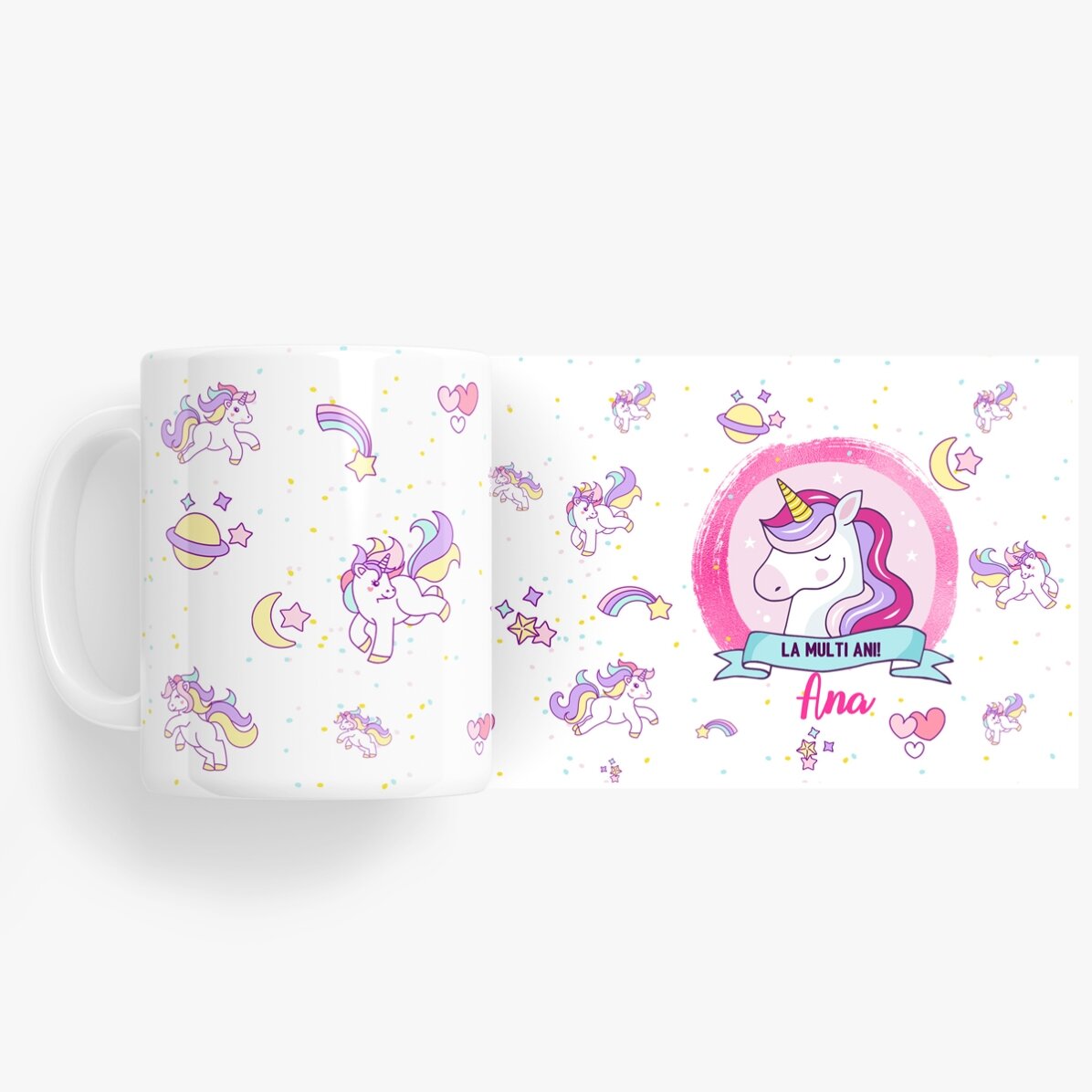 Tasse personnalisée avec texte - Licornes