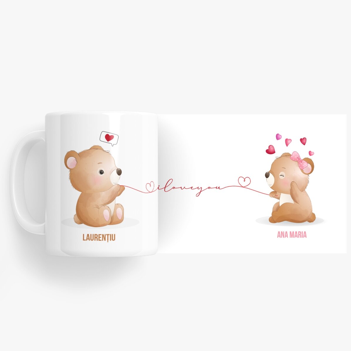 Tasse personnalisée avec inscription - Oursons amoureux