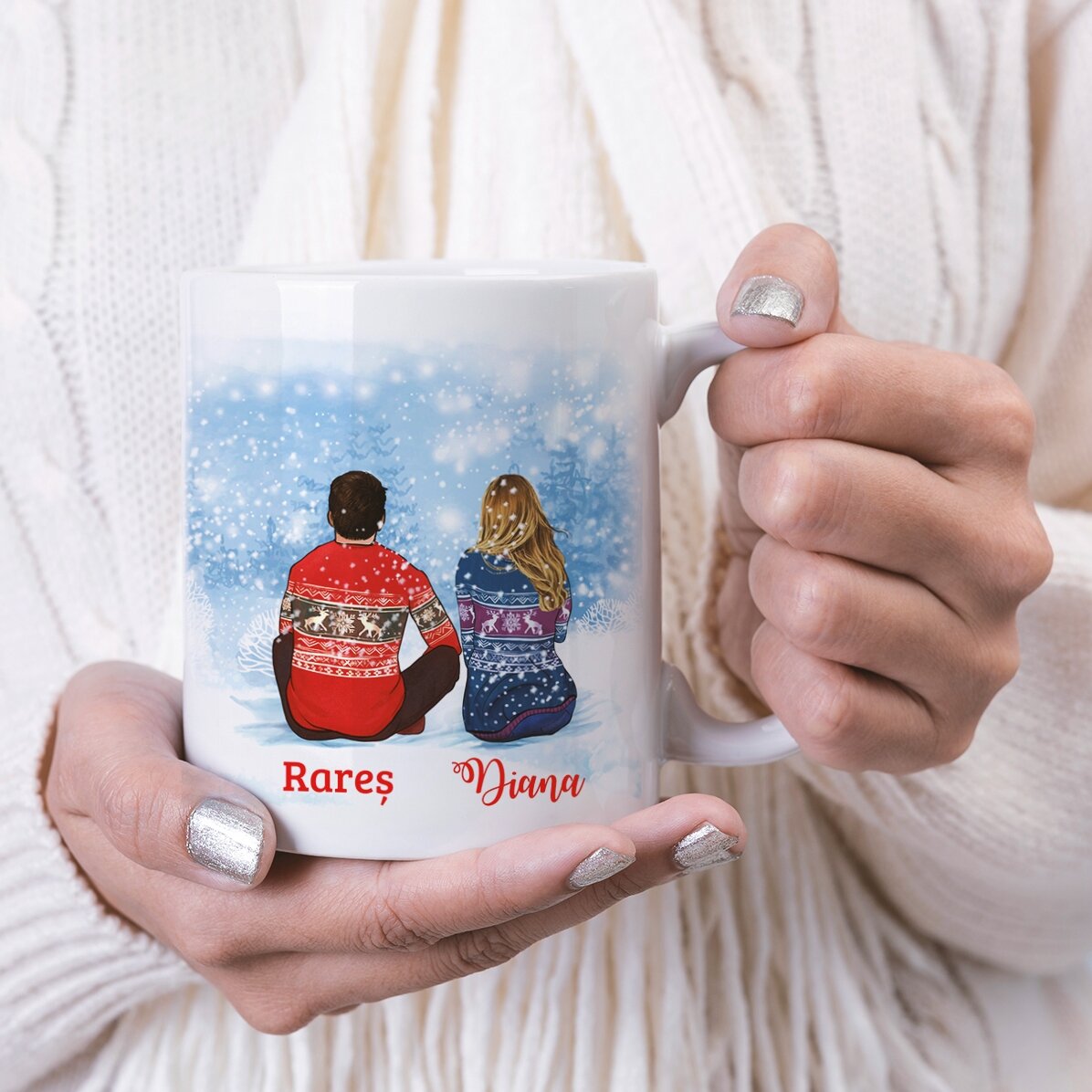 Tasse personnalisée avec le nom du couple - Joyeux Noël