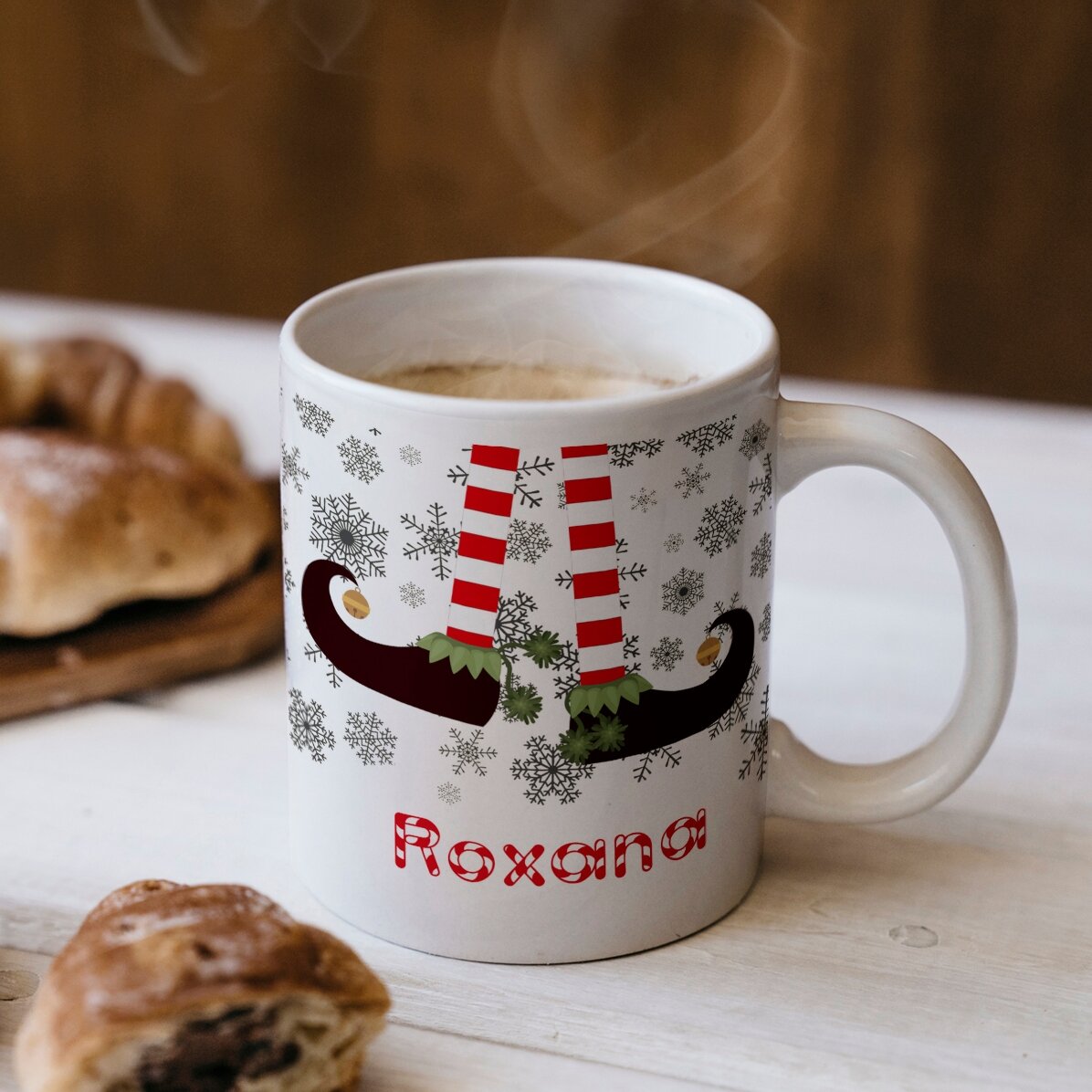 Tasse personnalisée Elf avec inscription - modèle de Noël
