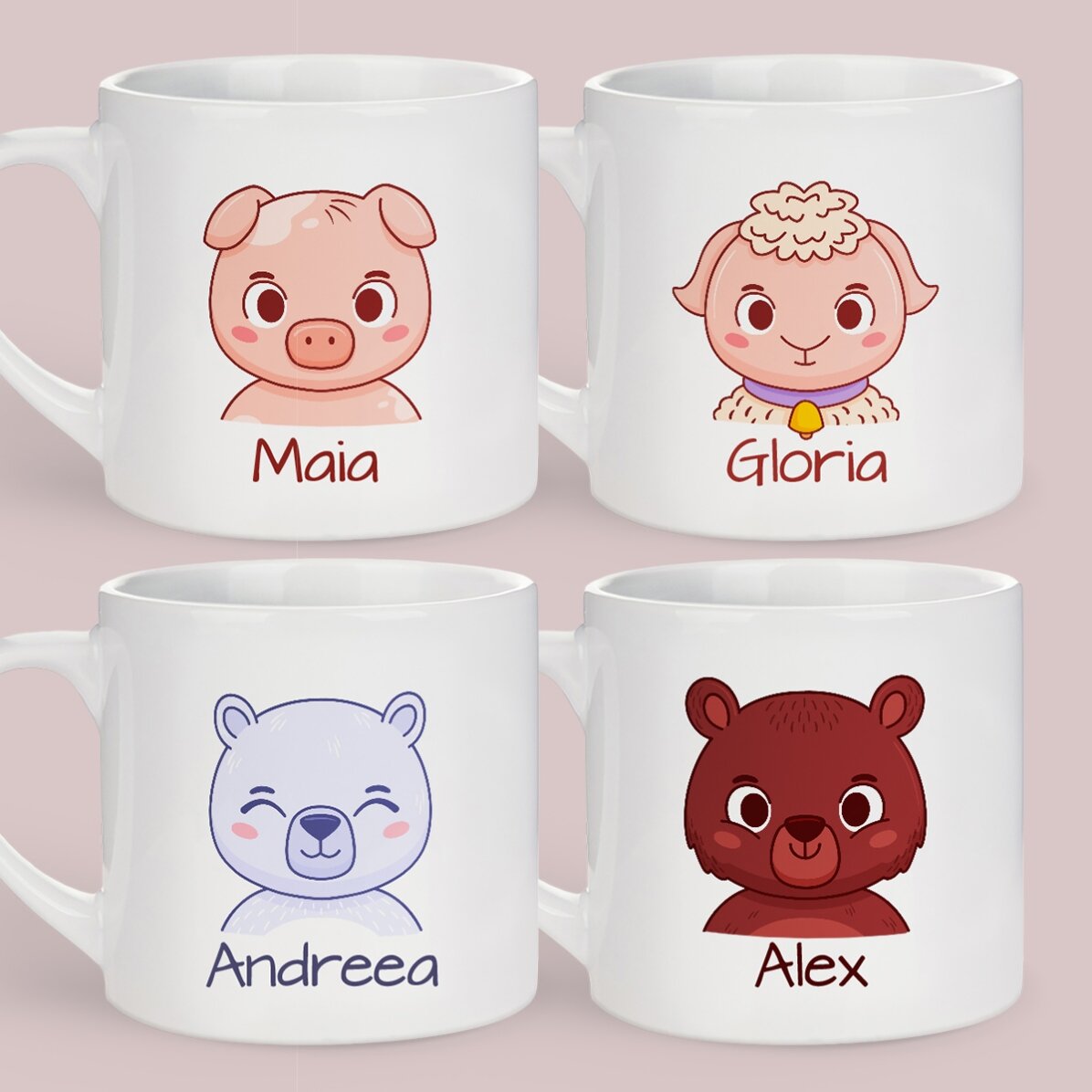 Gobelet personnalisé pour enfants avec prénom - Adorable petit animal