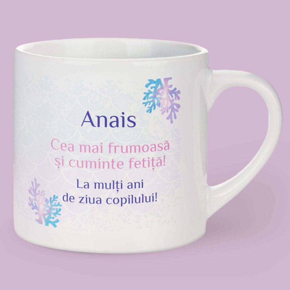 Tasse personnalisée pour enfants avec photo et message - Sirène