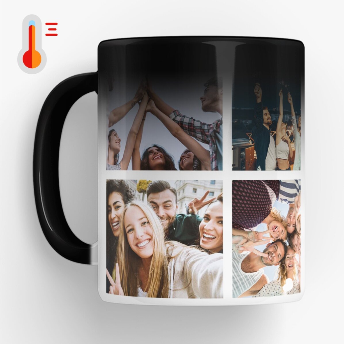 Tasse thermosensible personnalisée avec 6 photos et un message