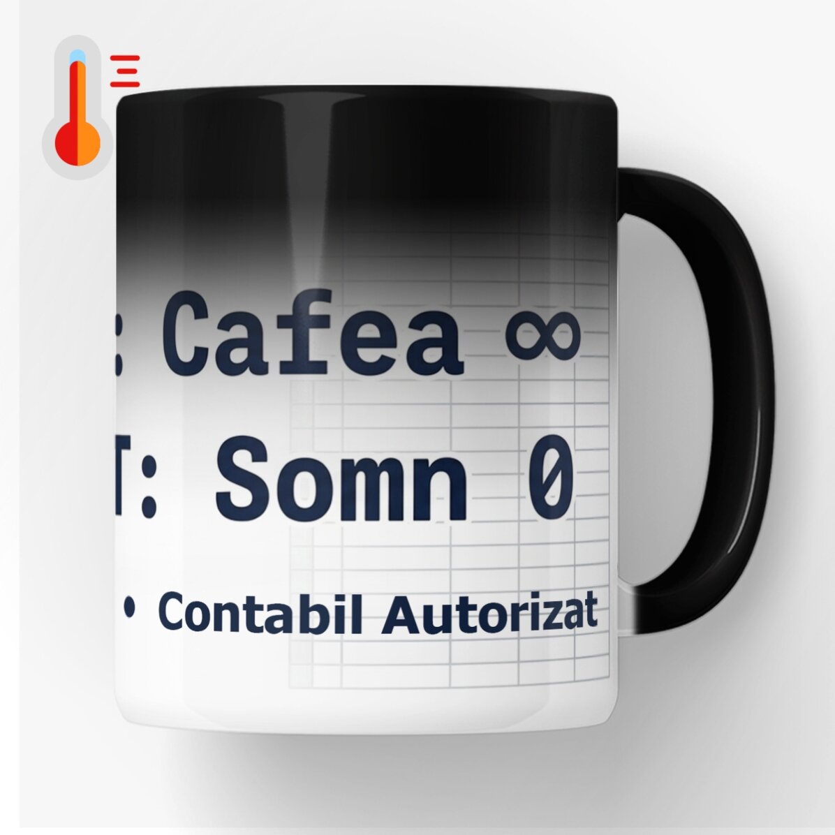 Tasse thermosensible personnalisée avec texte - Comptabilité