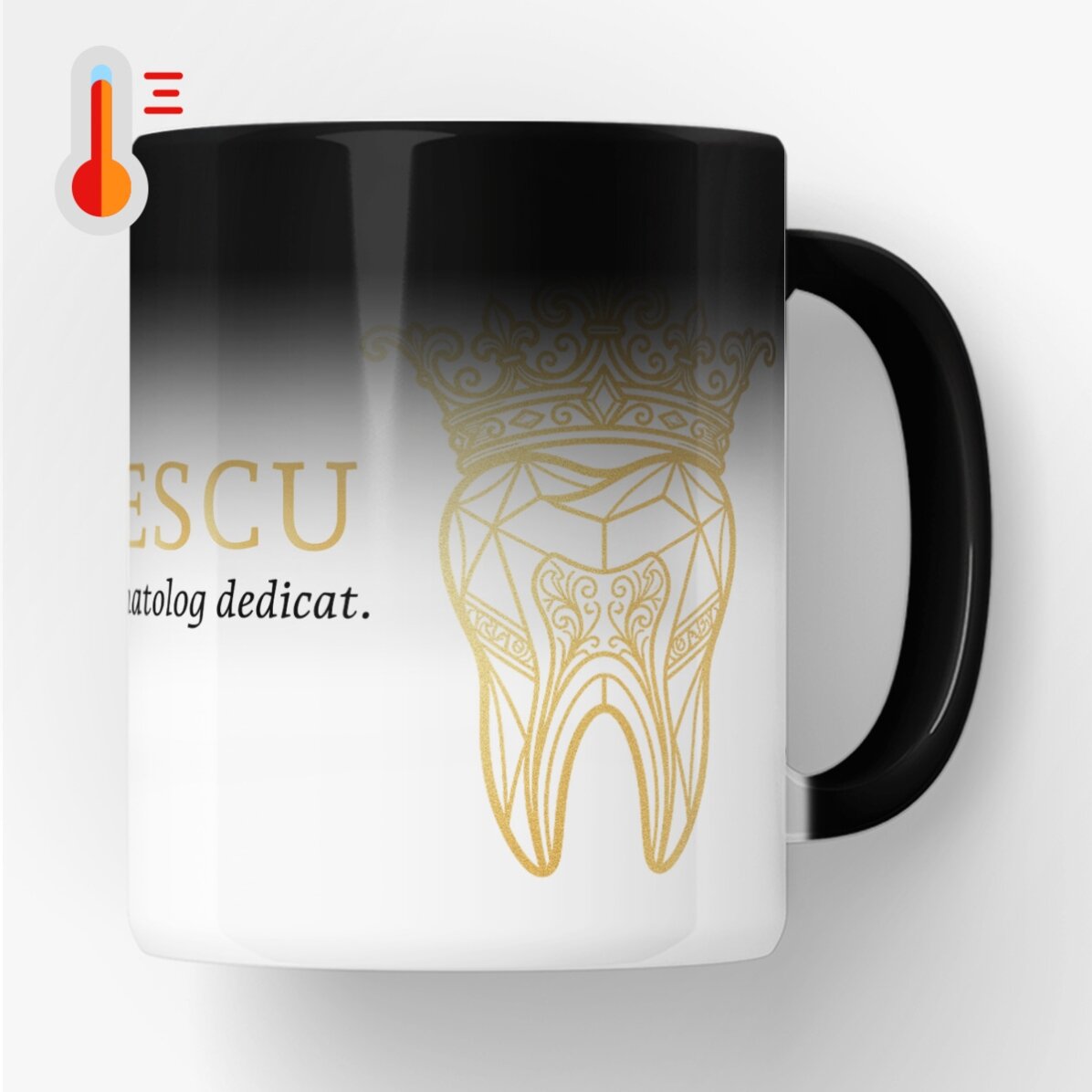 Tasse thermosensible personnalisée avec texte - Golden Dentist