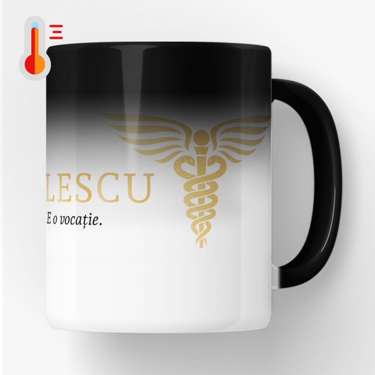 Tasse thermosensible personnalisée avec texte - Golden Doctor