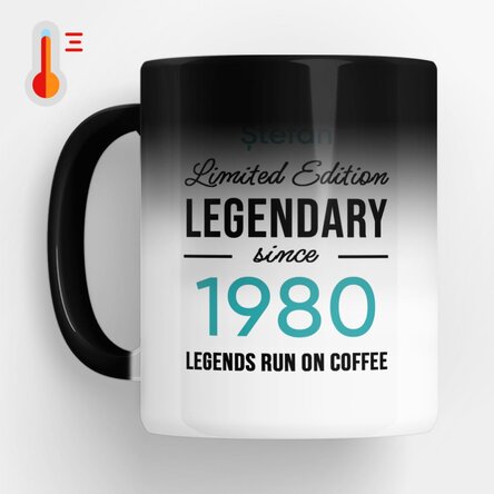 Tasse thermosensible personnalisée avec texte - Legendary