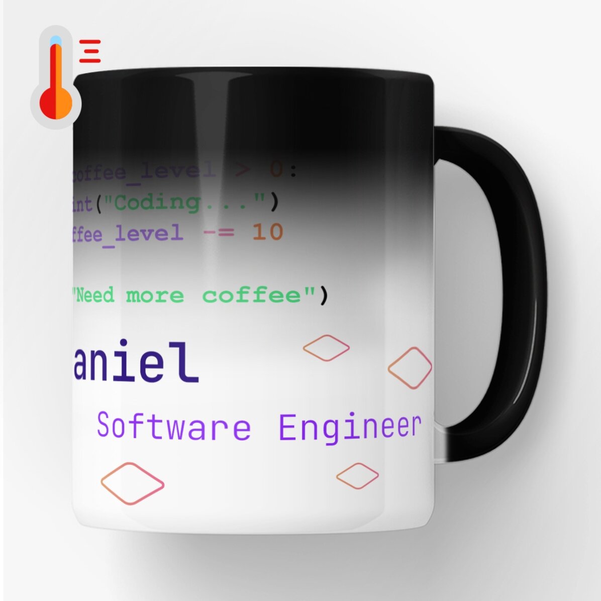 Tasse thermosensible personnalisée avec texte - Programmation